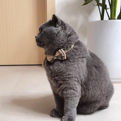 Cat Collar Breakaway with Bell and Bow Tie, Plaid Design Adjustable Safety - Image 3
