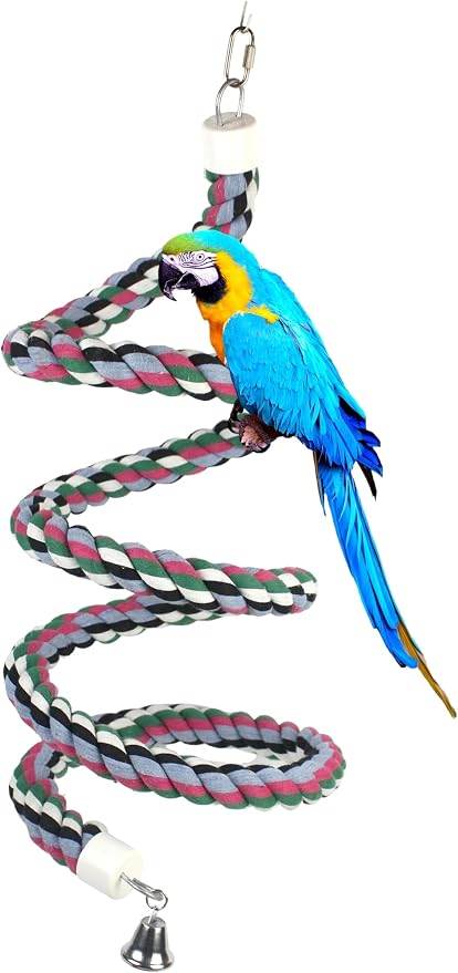 65 inch Length Colorful Cotton Bendable Rope Perch Swing Bird Chew Toys Amazon by OSWINMART
