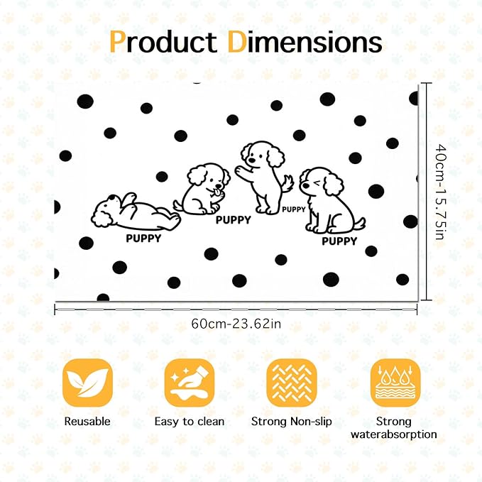 Puppy Pattern Pet Feeding Mat 24x16 Inch Polka Dot Pet Feeding Area Mat Pet - Image 6
