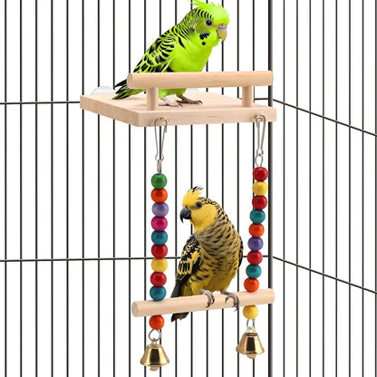 Natural Wood Bird Perch Swing by Unknown