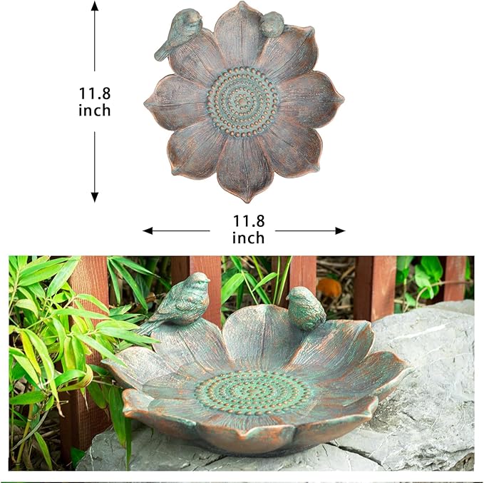 MUMTOP Bird Baths for Outdoors, Antique Outdoor Garden Bird Bath Resin Birdbath - Image 3