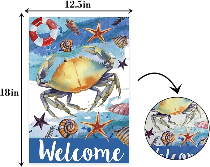 Starfish Crab welcome Garden Flag, Welcome to Undersea World Garden Flag - Image 2