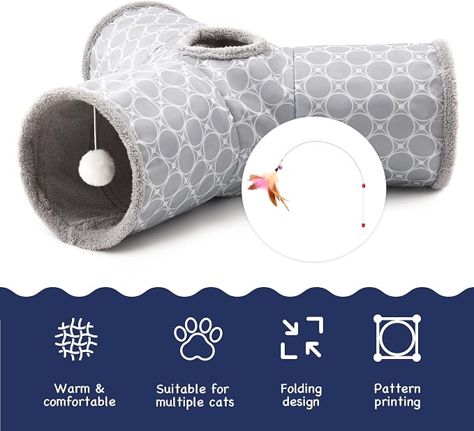 Tempcore Pet Cat Tunnel Tube Cat Toys 3 Way Collapsible, Cat Tunnels - Image 7
