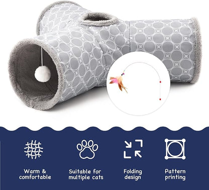 Tempcore Pet Cat Tunnel Tube Cat Toys 3 Way Collapsible, Cat Tunnels - Image 7