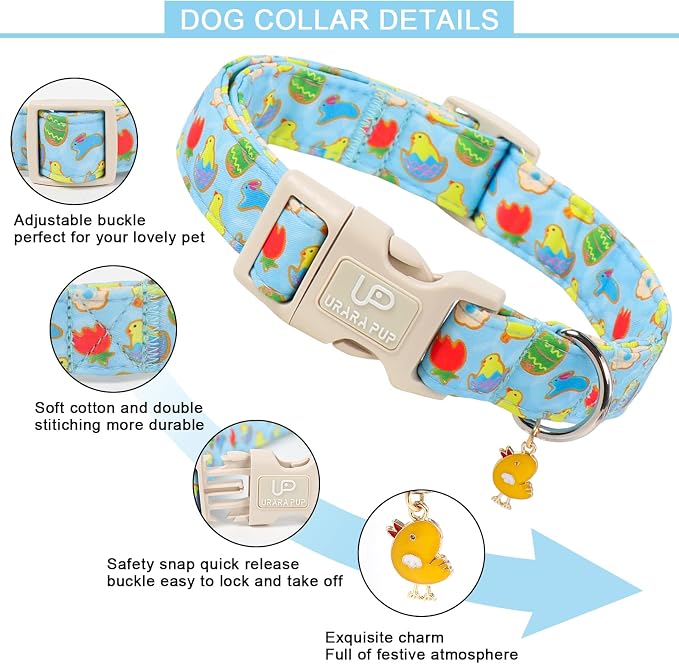 Easter Day Dog Collar, UP URARA PUP Easter Bunny Adjustable Pet Collar - Image 3