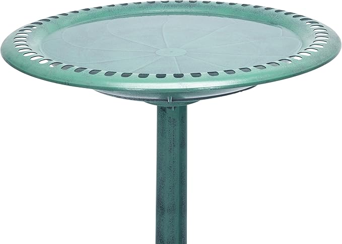 Alpine Corporation TEC116 Outdoor Aged Green Pedestal Birdbath - Image 4
