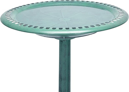 Alpine Corporation TEC116 Outdoor Aged Green Pedestal Birdbath - Image 4