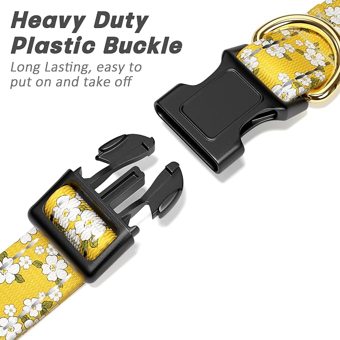 Reflective Dog Collar for Medium Dogs, Cute Flower Theme Adjustable Heavy-Duty - Image 4