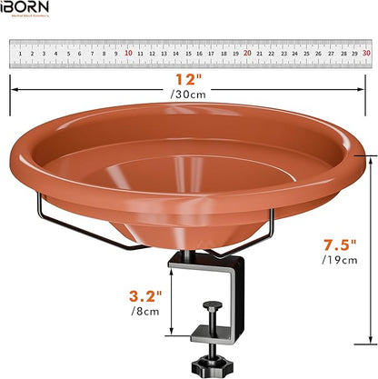 iBorn Bird Bath, Deck Mounted Bird Baths 12inch, Birdbath - Image 2