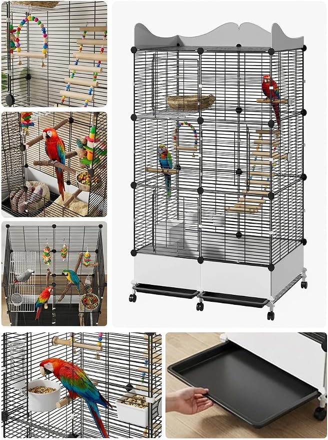 Encrypted Bird Cage Large Bird Cages 57-Inch, Top Storage Space, Bottom Splash - Image 4