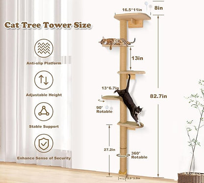 Wild Simulation Cat Tree for Kittens, 5-Level Floor to Ceiling Cat Wall Shelves - Image 2