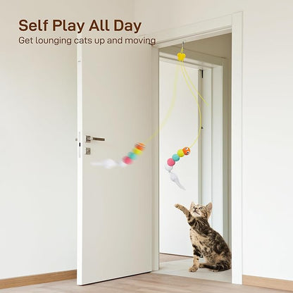 Potaroma Interactive Cat Feather Toys 5 Pcs, Cat Teaser Retractable Hanging - Image 2