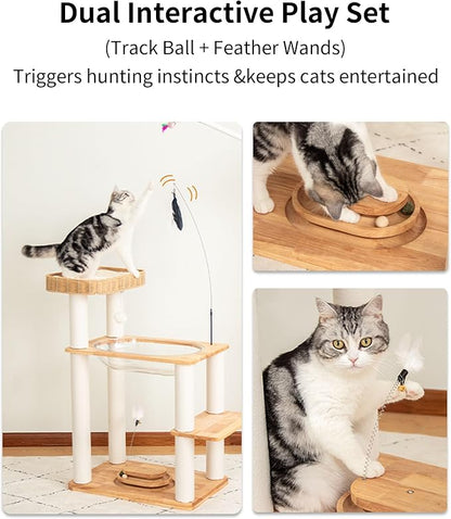 Wood Cat Tree for Large Cats, Modern Cat Tree Tower - Image 9