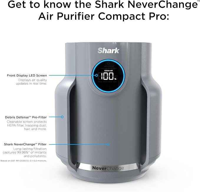 Shark Air Purifier for Home, NeverChange Compact Pro, for Bedroom, Home Office - Image 11