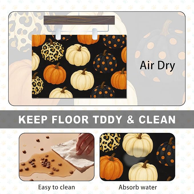 Fall Pumpkin Pet Feeding Mat Thankgiving Theme Dog and Cat Food Mat Non Slip - Image 6