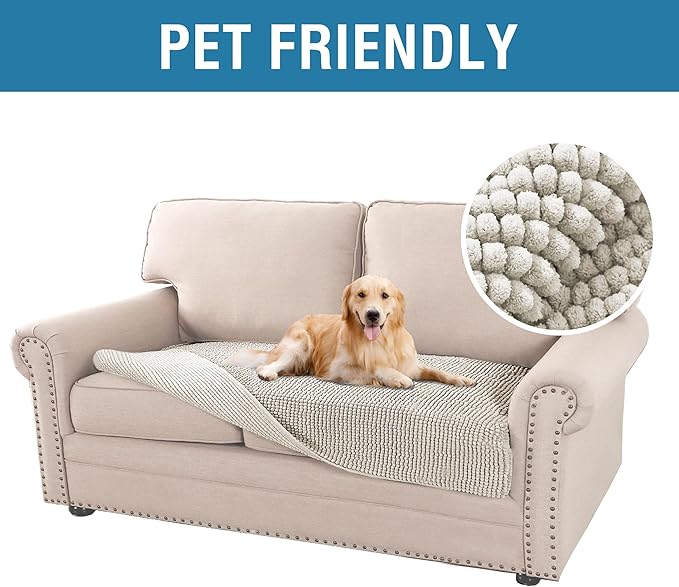 H.VERSAILTEX Plush Chenille Dog Bed Cover Thick Soft Sofa Covers Loveseat Cover - Image 3