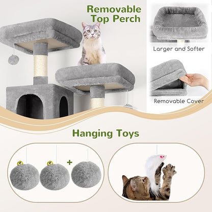 Globlazer Cat Tree Tower, 76-Inch Extra Tall Multi-Level Cat Furniture - Image 4