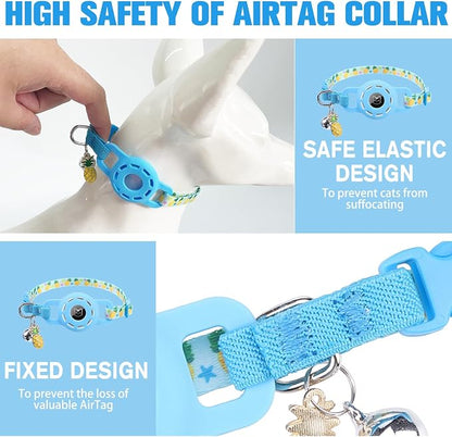 BINGPET AirTag Cat Collar with Bells, Upgraded Safety Elastic Cat Collar with - Image 3