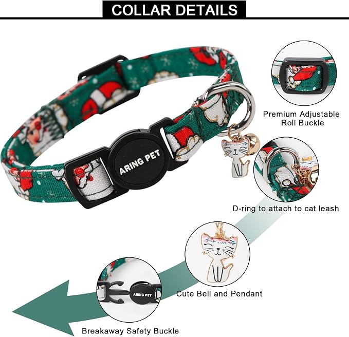 ARING PET 2 Pack Christmas Cat Collars-Cute Cat Collar Breakaway - Image 4