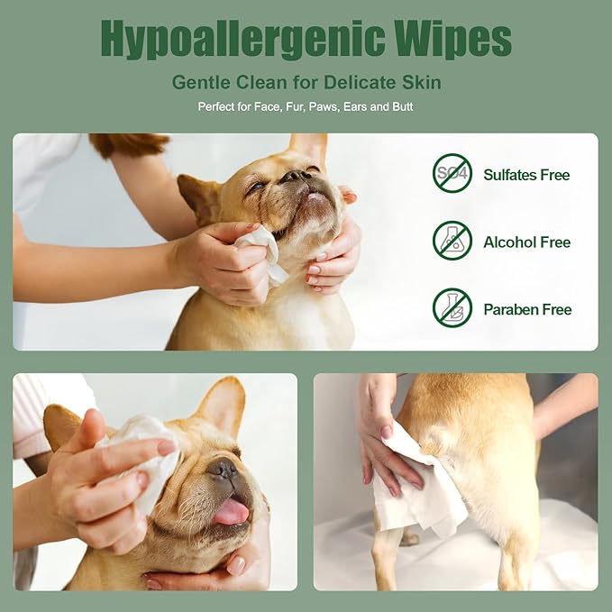 ATIFBOP Dog Paws Wipes, Hypoallergenic Pet Grooming Wipes Natural and Gental - Image 4