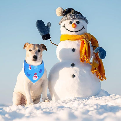 Abbylike 50 Pcs Winter Dog Bandanas Bulk Blue Snowflake Dog Bandanas - Image 4
