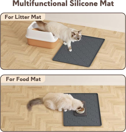 Cat Litter Box Mat, Silicone Kitty Litter Mat, Dark Gray - Image 6