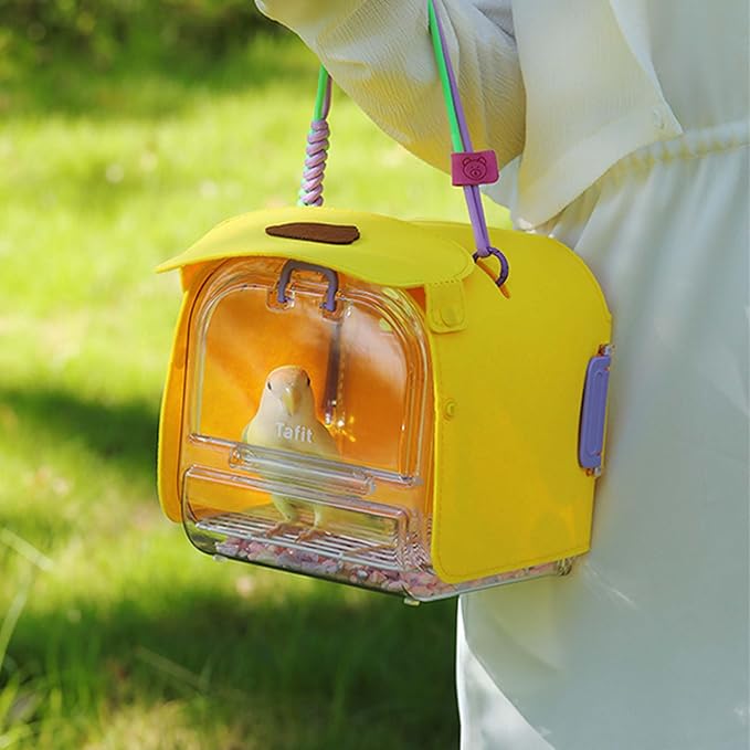 Bird Travel Carrier Cage with Metal Perch, Bottom Mesh, Food Bowl Tray - Image 10