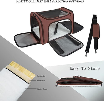 Soft Sided Carrier for Small Medium Cats Dogs, TSA Airline Approved Collapsible - Image 2