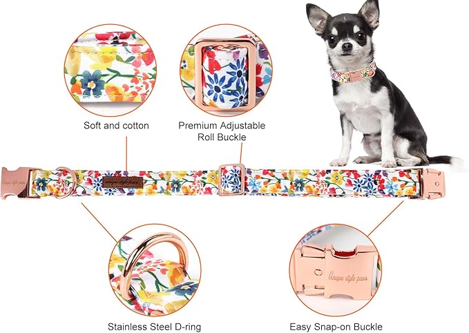 Unique style paws Dog Collar Metal Buckle Colorful Flower Collar Gift Durable - Image 2