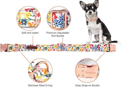 Unique style paws Dog Collar Metal Buckle Colorful Flower Collar Gift Durable - Image 2