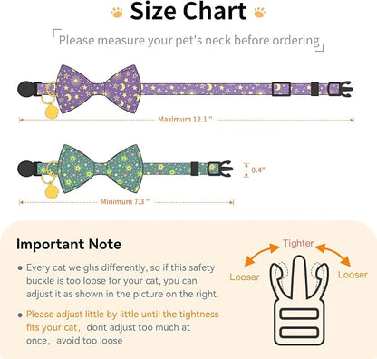 2 Pack Cotton Cat Collar with Bow Tie and Bell - Image 2