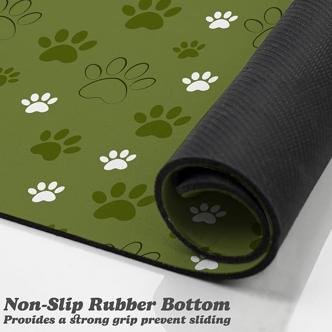 Dog Food Mat, Absorbent Water Bowl Mats Cat Pet Feeding Placemats Dark Green 12 - Image 3