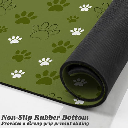 Dog Food Mat, Absorbent Water Bowl Mats Cat Pet Feeding Placemats Dark Green 17 - Image 3