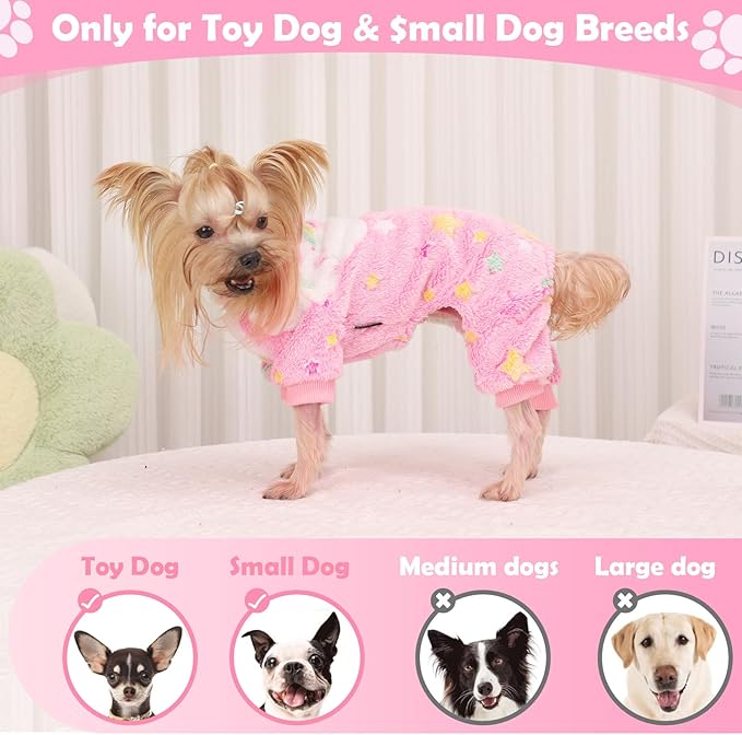 Fleece Dog Pjs - Cute Extra Small Puppy Clothes, Soft & Stretchy Dog Onesies - Image 4