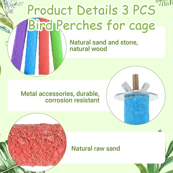 4 Pcs Bird Perch Stand Toy Parrot Perch Stand, Wood Bird Cage Perches Toy - Image 3