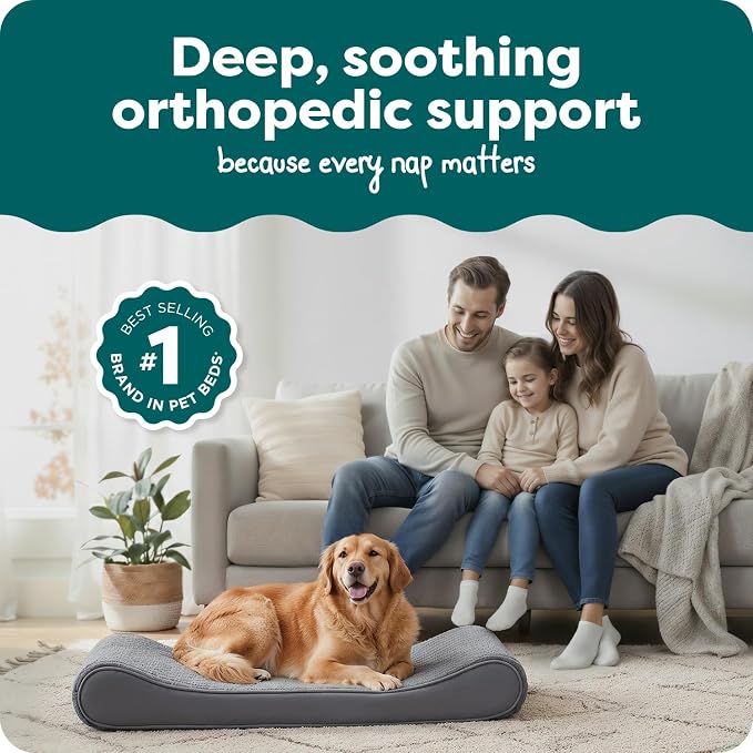 FurHaven Orthopedic Dog Bed for Large Dogs, Luxe Lounger Contour Mattress - Image 2