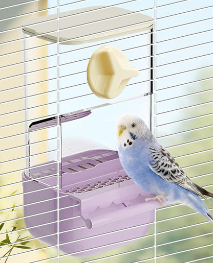 BNOSDM No Mess Bird Cage Feeders Automatic Bird Feeder Parrot Cage Accessories by BNOSDM