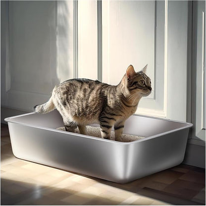 Stainless Steel Litter Box 2 Pack, Medium Metal Litter Box - Image 6