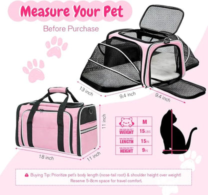 Double Expandable Cat Carrier, Airline Approved Soft-Sided Pet Travel Carrier - Image 2