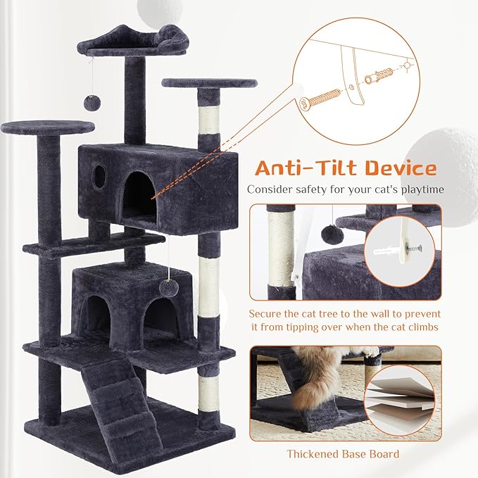 Sweetcrispy 54 Inch Cat Tree Tower, Indoor Cat Condo - Image 3