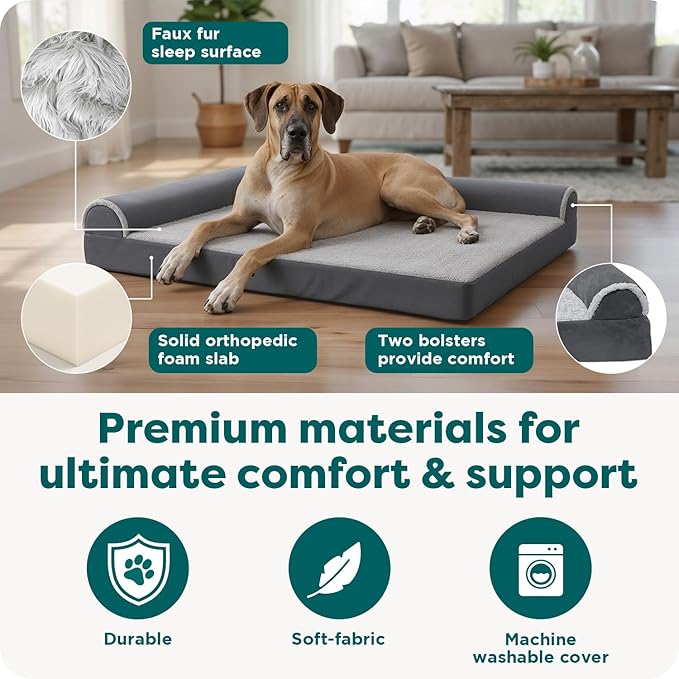 Furhaven Orthopedic Dog Bed for Large Dogs w/ Removable Bolsters & Washable - Image 5