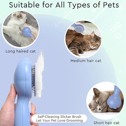 GJEASE Cat Grooming Glove Brush, Self-Cleaning Slicker Pet Brush - Image 6
