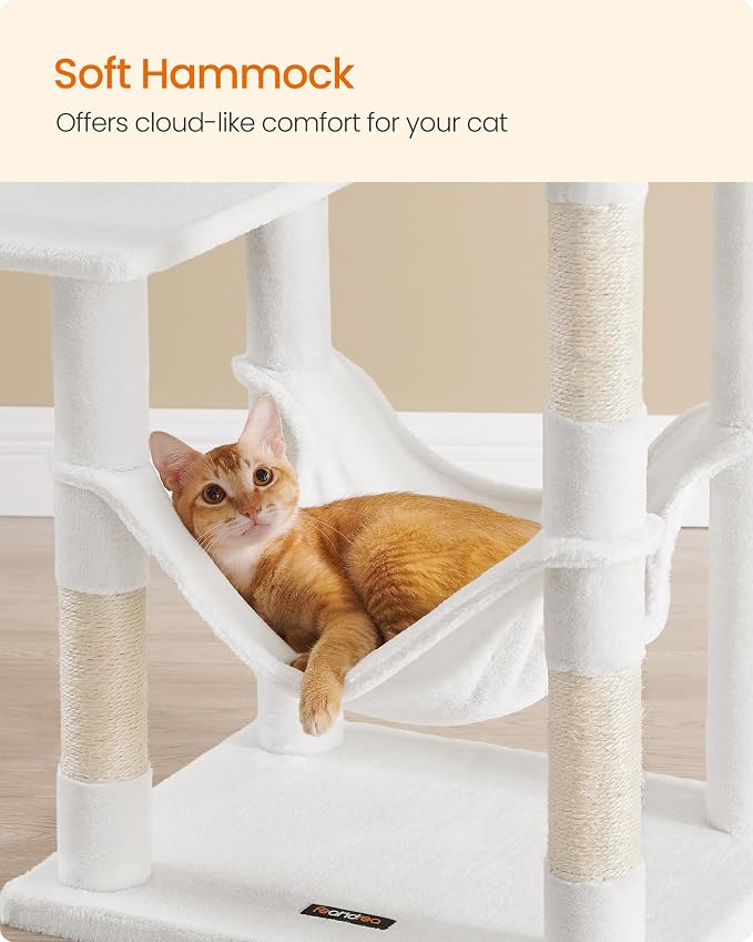 Feandrea Cat Tree, 55.1-Inch Cat Tower, Plush Multi-Level Condo - Image 4