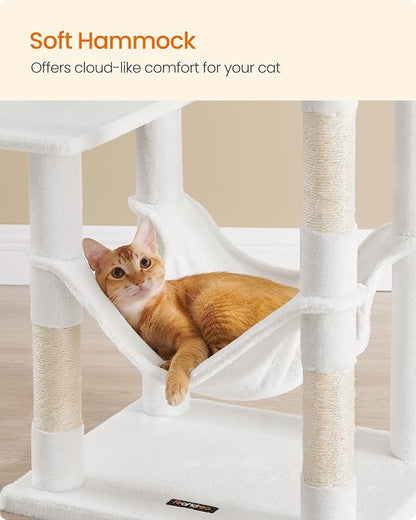 Feandrea Cat Tree, 55.1-Inch Cat Tower, Plush Multi-Level Condo - Image 4