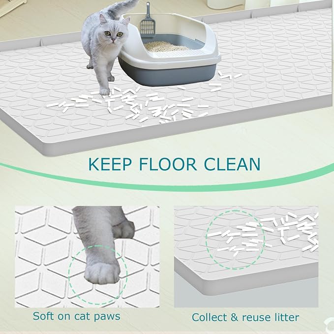 Cat Litter Mat for Litter Box, Silicone Large Cat Litter Trapping Mat - Image 2