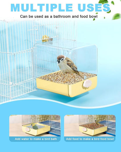 Hanging Bird Bath for Cage, 3 in 1 Multifunction Bird Bath/Bowl/House, Bird - Image 5