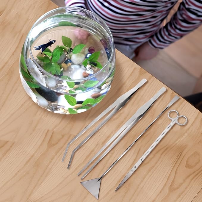 Hiceeden 4 Pcs 15 Inch Long Aquarium Aquascape Tools, Stainless Steel - Image 7