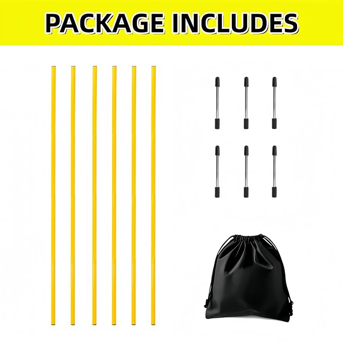 6 Pcs Soccer Agility Poles for Training, 5 FT Adjustable Speed and Agility - Image 2