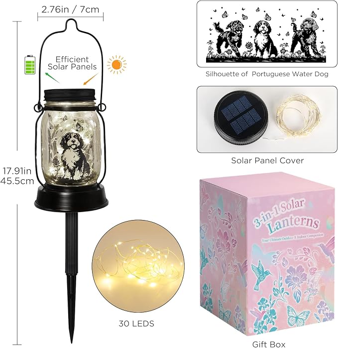 Portuguese Water Dog Gifts for Women/Men Portuguese Water Dog Solar Lanterns - Image 2
