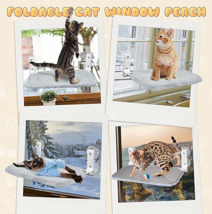 Cat Window Perch, Cordless Foldable Hammock Bed - Image 6